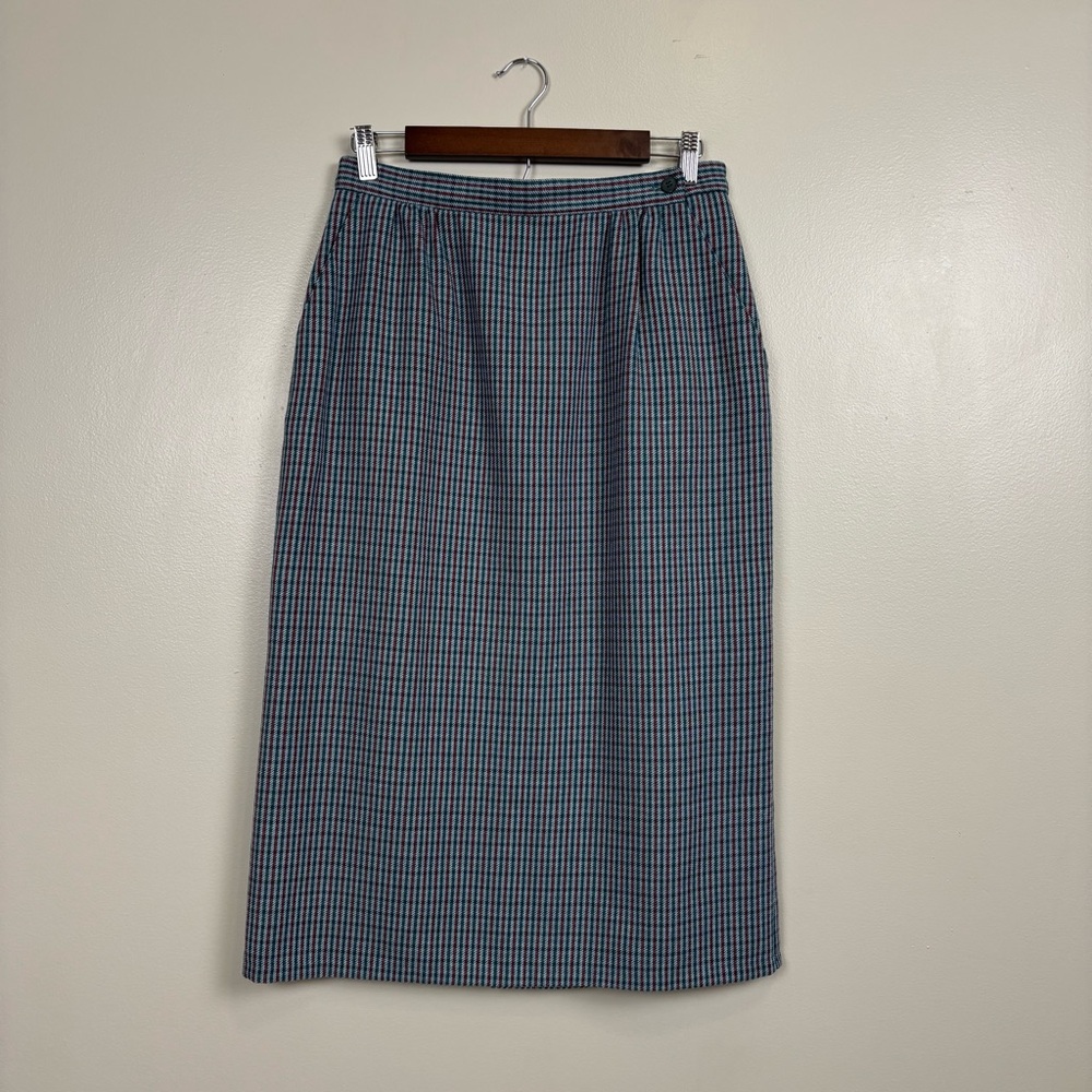 Vintage Country‎ Suburbans Skirt Womens 2 Green Red Plaid 70's Pleated Midi